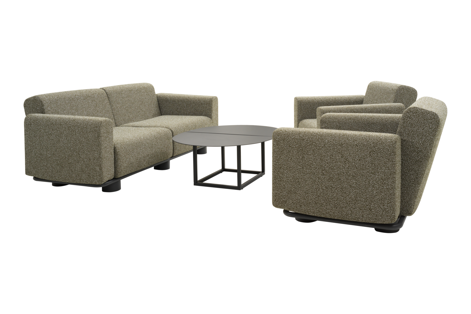 Bolster 2,5-Sitzer-Sofa Anthrazit/Teddy Verde