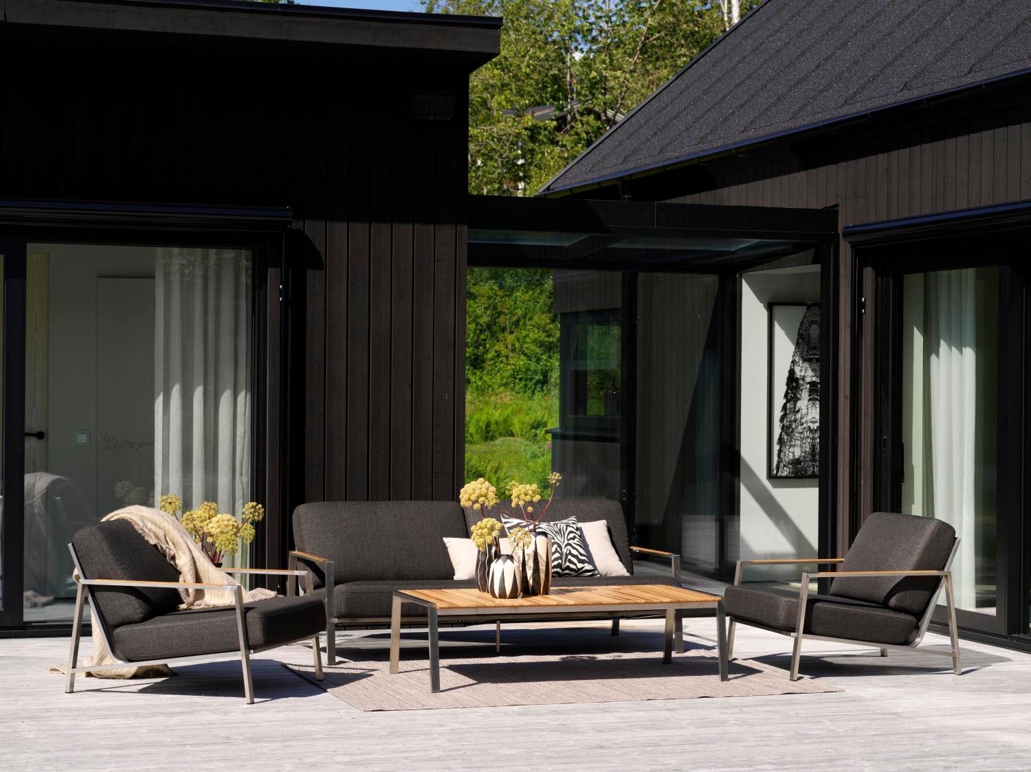 Naos 2,5-Sitzer-Sofa Edelstahl/Nearly black