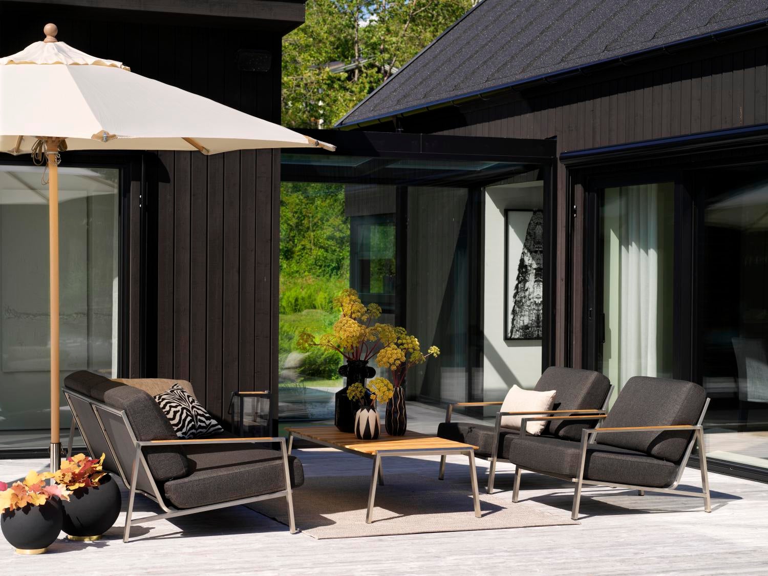 Naos 2,5-Sitzer-Sofa Edelstahl/Nearly black