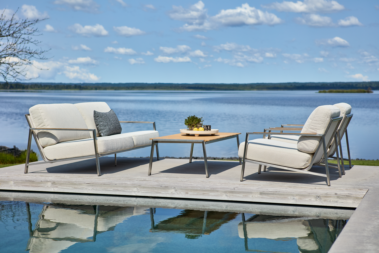 Naos 2,5-Sitzer-Sofa Stainless Steel/Dot Beige