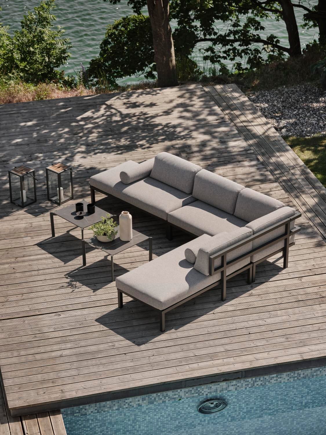 Hallavara Loungetisch Antrazit/Grau