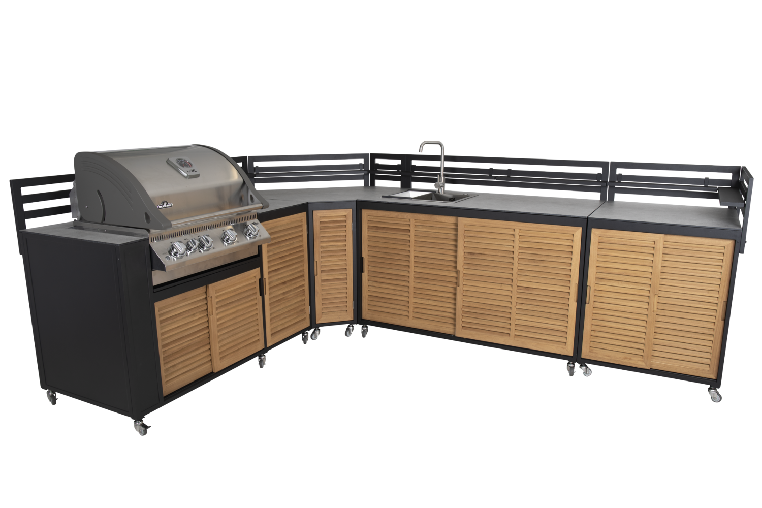 Fornax Outdoorküche Schwarz/teak