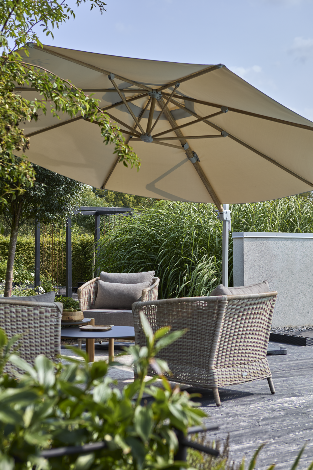 Luzzi Hängesonnenschirm Khaki/Light Grey